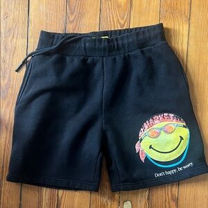 Arket Black Shorts with Yellow Smiley Tag